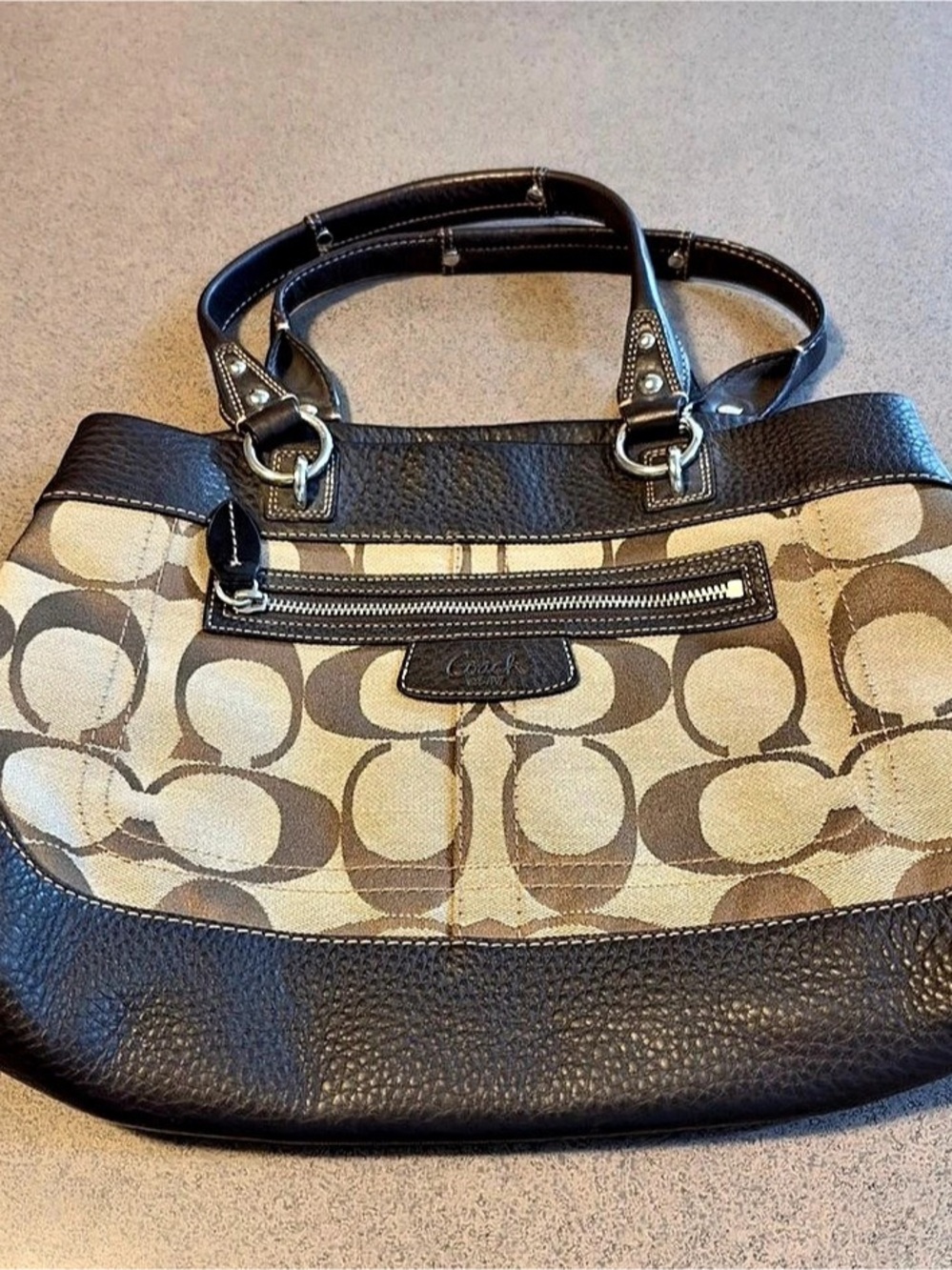Coach Signature Canvas Tote in Brown & Tan
